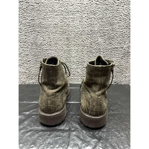 Cesare Paciotti Alligator Embossed Leather Ankle Boots Green Mens Size 7‎ UK
